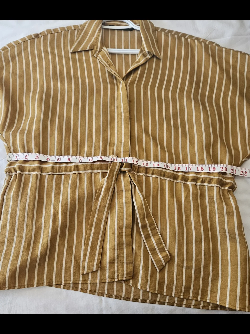 ZARA WOMAN Striped Cinch-Waist Button Shirt - Picture 10 of 14